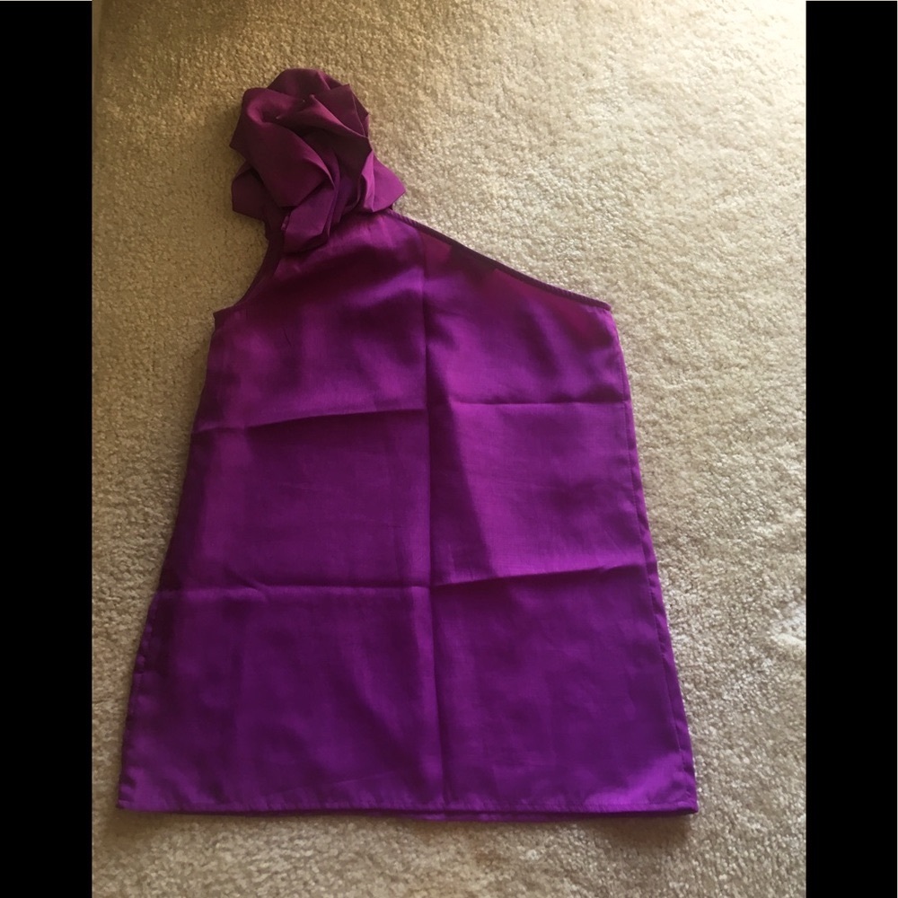 One shoulder purple top blouse size S - Picture 6 of 6